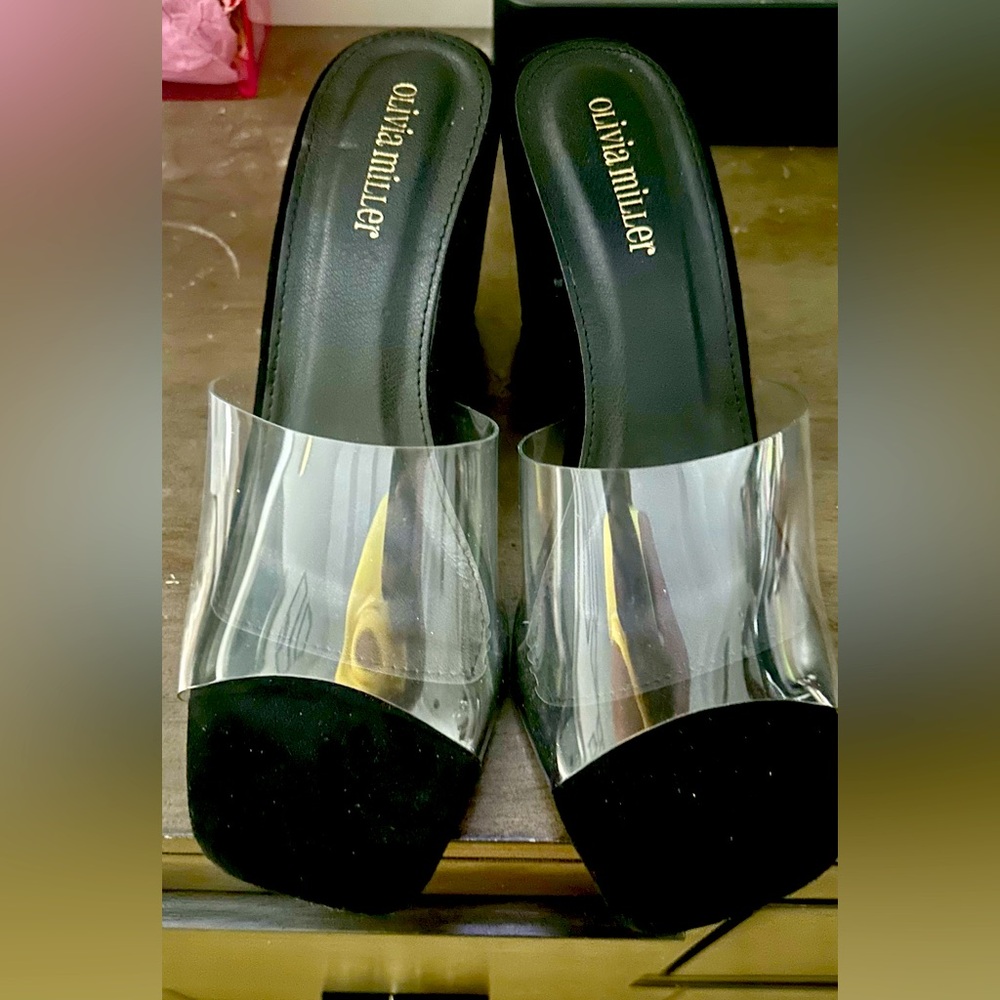 Olivia Miller Black and Clear Women's Shoes